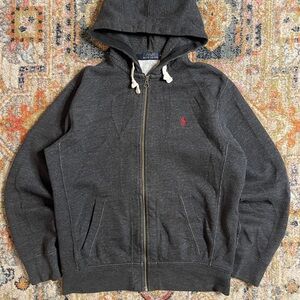 Ralph Lauren Men's Charcoal Zip-Up Hoodie